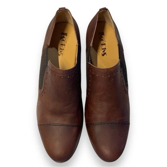 Korks Chestnut Leather Gertrude Double Gore Slip-on Low Bootie - Picture 2 of 10